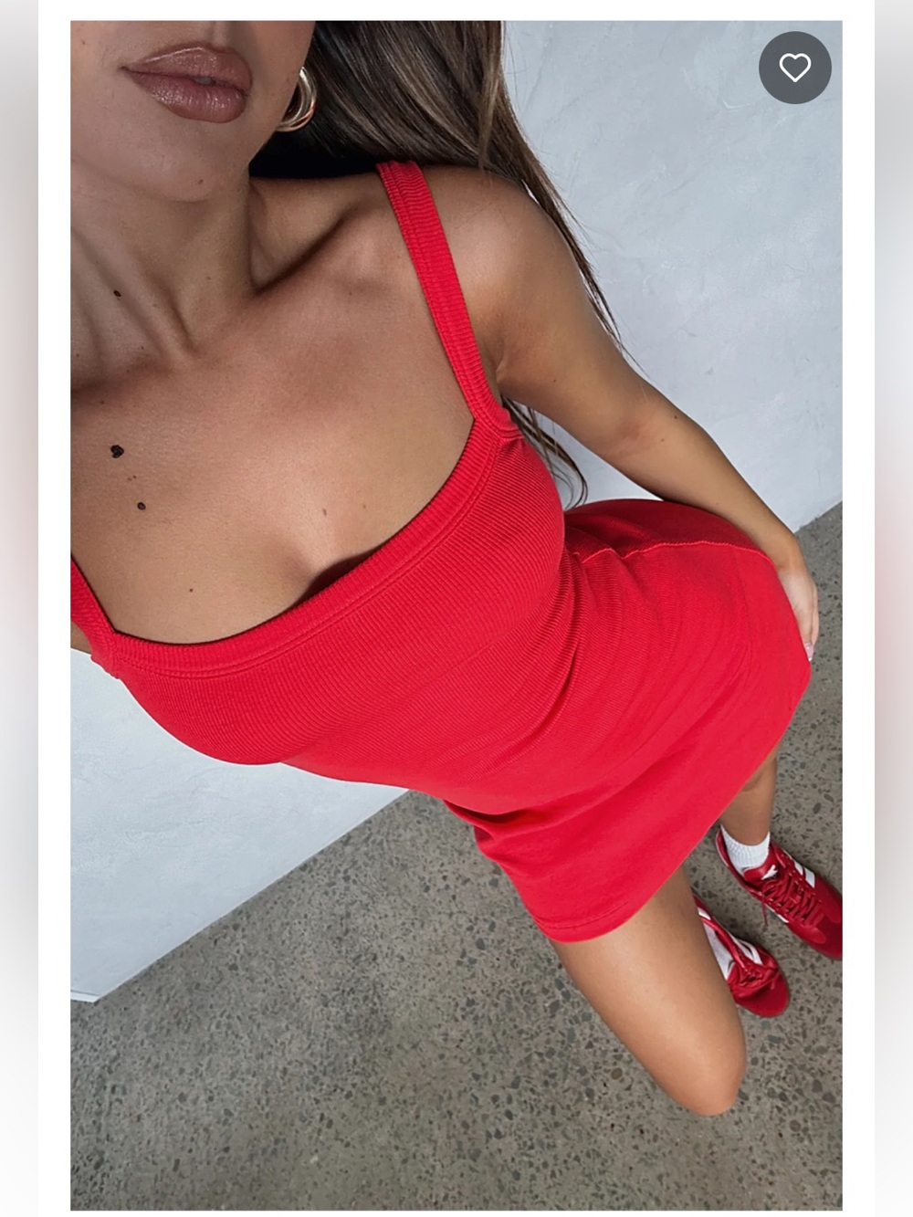 White Fox In This Moment Ribbed Mini Dress Red